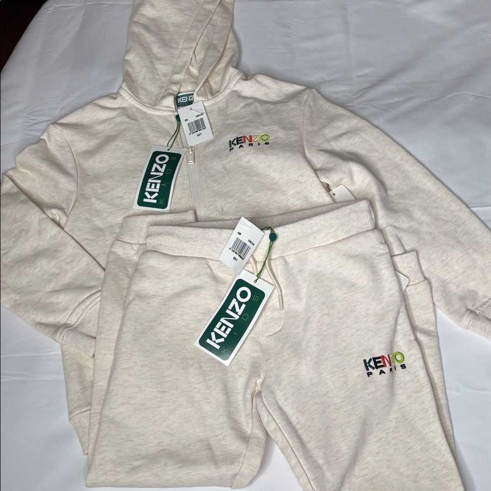 Kenzo Cream Embroidered Logo Tracksuit Set NWT - Designer Luxury Athleisure